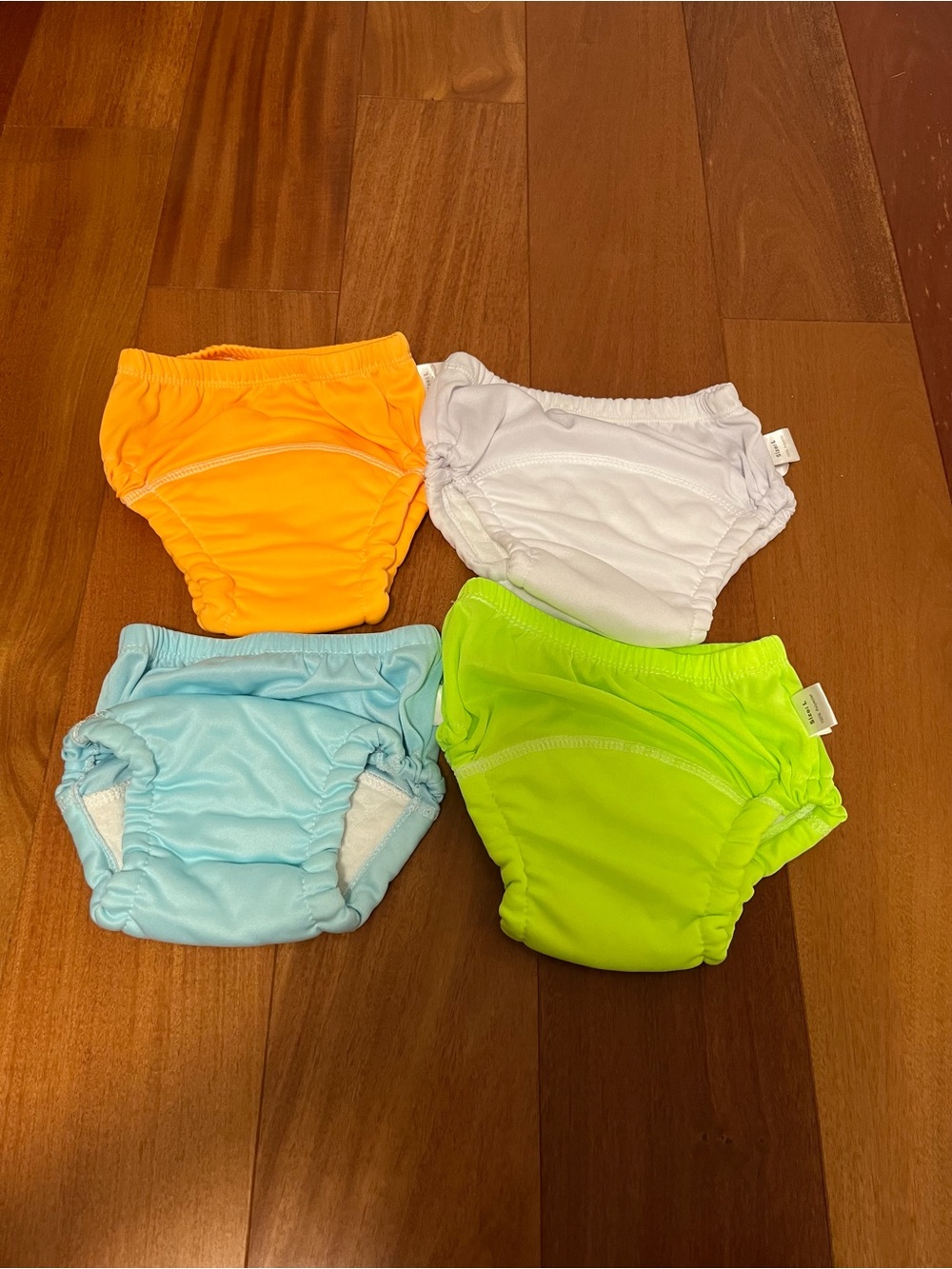 Kids Reusable Swim Diaper Pack - Orange, White, Light Blue, Lime